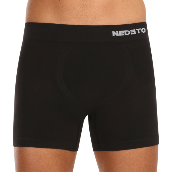 5PACK Herenboxershort Nedeto naadloos bamboe zwart (5NDTB001S)