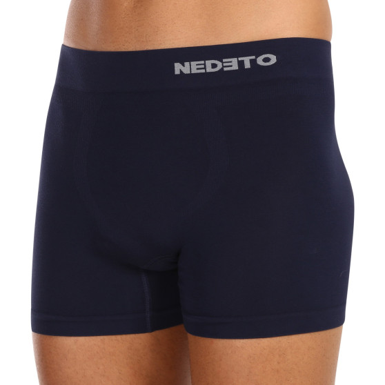 5PACK herenboxershort Nedeto naadloos bamboe blauw (5NDTB002S)