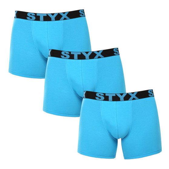 3PACK herenboxershort Styx lang sportelastisch lichtblauw (3U1169)