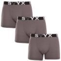 3PACK herenboxershort Styx lang sportelastisch donkergrijs (3U1063)