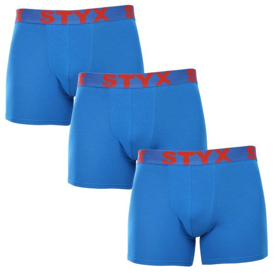 3PACK herenboxershort Styx lang sport elastisch blauw (3U1167)