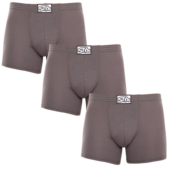 3PACK herenboxershort Styx lang klassiek elastisch donkergrijs (3F1063)