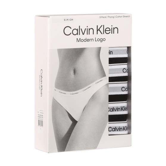 5PACK dames string Calvin Klein zwart (QD5221E-UB1)