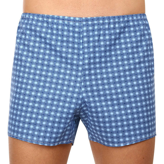 3PACK Klassieke Herenboxershorts Foltýn blauwe ruiten oversized (3xKN78)