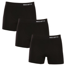 3PACK Herenboxershort Nedeto naadloos bamboe zwart (3NDTB001S)