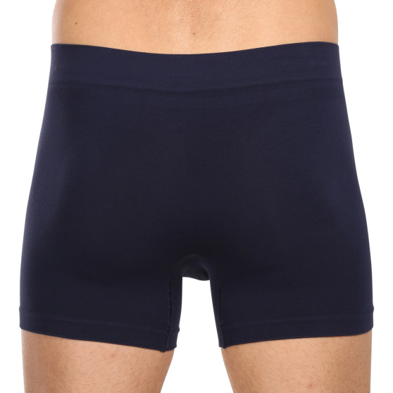 3PACK herenboxershort Nedeto naadloos bamboe blauw (3NDTB002S)