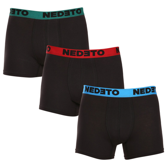 3PACK herenboxershort Nedeto zwart (3NB002)