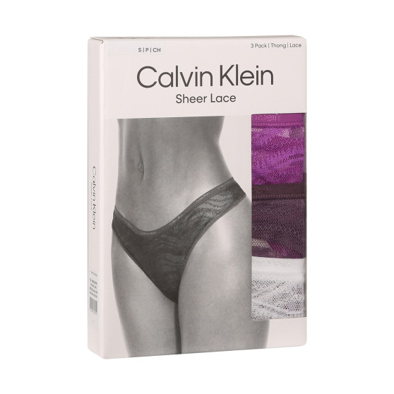 3PACK dames string Calvin Klein veelkleurig (QD5216E-NOW)