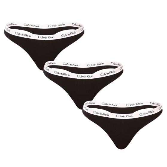 3PACK dames string Calvin Klein zwart (QD3587E-001)