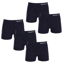 5PACK herenboxershort Nedeto naadloos bamboe blauw (5NDTB002S)