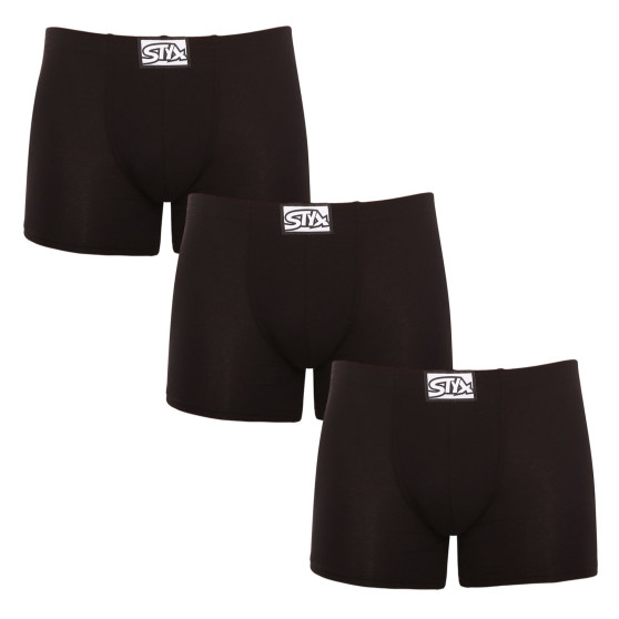 3PACK herenboxershort Styx lang klassiek elastisch zwart (F9606060)