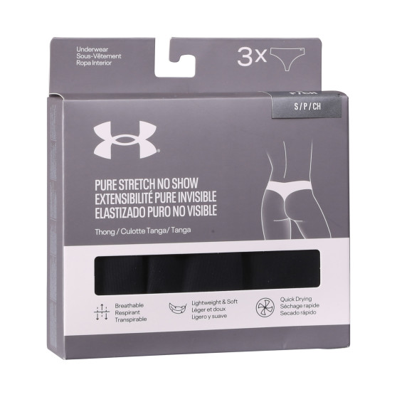 3PACK dames string Under Armour zwart (1383893 001)