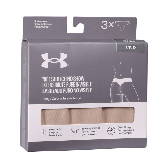 3PACK dames string Under Armour beige (1383893 500)