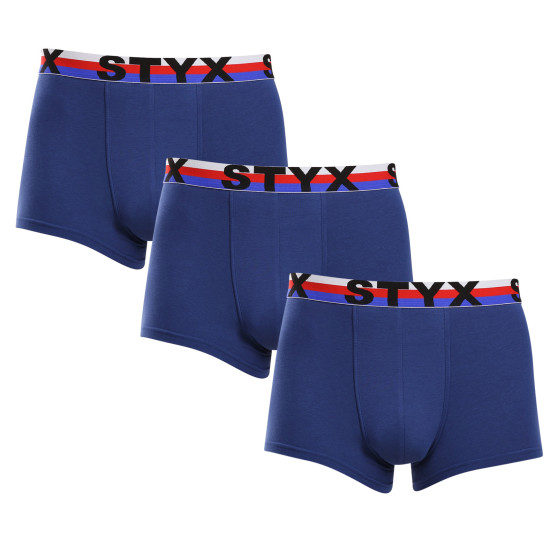 3PACK Styx heren boxershort sport elastisch donkerblauw driekleur (3G1968)