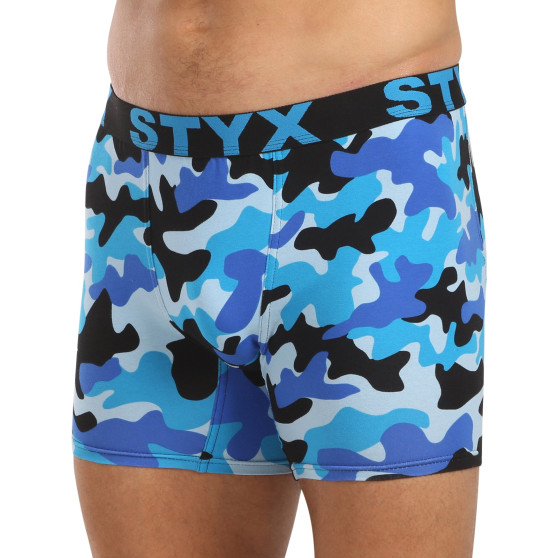 Styx Herenboxershort lang kunst sport rubber camouflage blauw (UN1850)