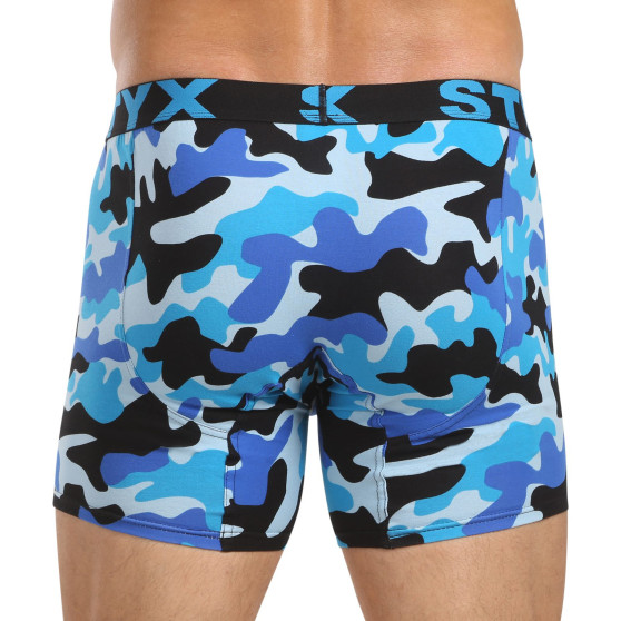 Styx Herenboxershort lang kunst sport rubber camouflage blauw (UN1850)