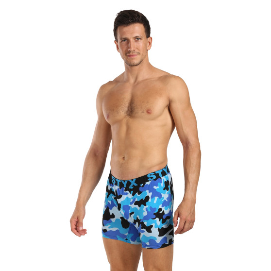 Styx Herenboxershort lang kunst sport rubber camouflage blauw (UN1850)